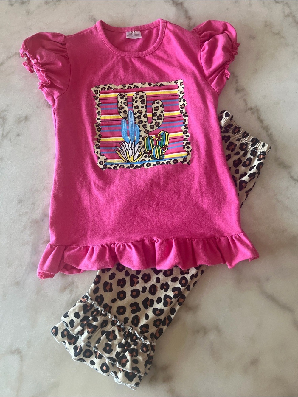 Girls Pink Cactus Print Set